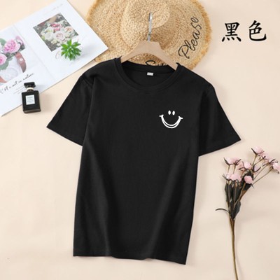 韩国T恤女士优雅舒适微笑T女士短袖卡通衬衫